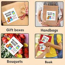 30 ملصق لعودة المدرسة، ملصقات بطول 4 بوصة لترحيب بعودة المدرسة، ملصقات ورقية لتزيين هدايا الأكياس والصناديق وزجاجات المياه، ديكورات عودة المدرسة للمعلمين والفصول الدراسية