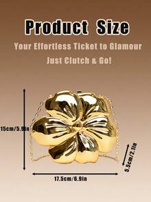Women's Elegant Mini Flower Shaped Chain Crossbody Bag, Metallic Y2K Style Theme Party Shoulder Bag, Fashionable Novelty Shaped Bags, Versatile Small Mobile Phone Key Coin Purse, Portable Outdoor Travel Vacation Cosmetic Bags, Wear-Resistant Solid-Color Clutch Bag - 金色 - 查看 7