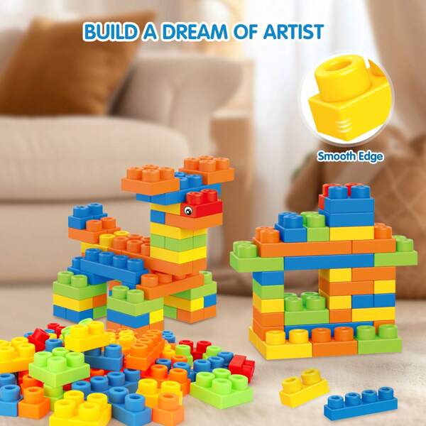 The Latest Large-Grain Chewable Soft Rubber Building Blocks For Children's Early Education DIY Building Blocks, Suitable For Babies To Play And Chew, Safe And