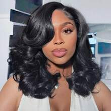 Body Wave Bob Wig Human Hair 13x4 Hd Lace Frontal Wigs  Wave Bob Wigs Human Hair For Women 200% Density Glueless Wigs Natural Black Color - Natural Black - 查看 2