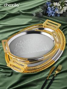choxila 1 pieza/3 piezas Bandeja ovalada con asas, patrón de trigo - Una bandeja de servir versátil, bandeja de aperitivos, bandeja de almacenamiento y bandeja decorativa. Perfecta como regalo de inauguración de la vivienda o para días festivos, ideal para el té de la tarde, dormitorios, salas de estar, fiestas familiares, camping - bandeja - Ver 3