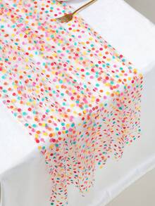 Khăn trải bàn hình chữ nhật 180 x 75 cm, họa tiết chấm bi và ánh kim vàng, nền trắng, 100% polyester, bền và dễ vệ sinh, phù hợp cho đám cưới, tiệc tùng, lễ hội, sân khấu, sinh nhật, trang trí bàn Giáng sinh. - Khăn trải bàn lưới chấm bi nhiều màu với nền trắng - Xem 5