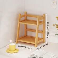 Imitate Rattan Cream-Color Storage Rack, Double-Layer Desktop Organizer Holder For Cups, Dorm, Kitchen - Multicolor - View 17