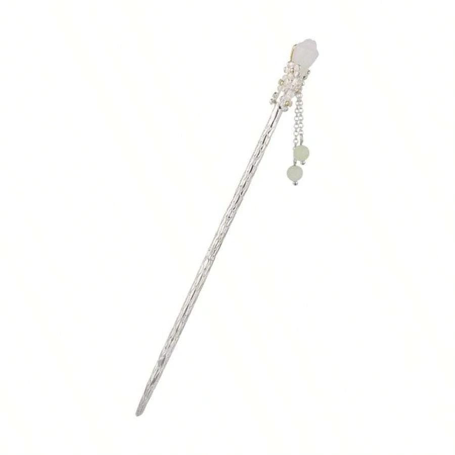 LZVintage Hairpin Sticks 925 Sterling Silver Chinese Hair Stick For Women Long Hair Retro Hair Chopsticks Nature Jade Turquoise Bead Decor Hairsticks Hair Accessories For Party Dialy Life3748 - 綠松石 - 查看 1