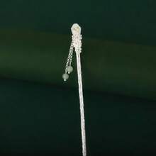 LZVintage Hairpin Sticks 925 Sterling Silver Chinese Hair Stick For Women Long Hair Retro Hair Chopsticks Nature Jade Turquoise Bead Decor Hairsticks Hair Accessories For Party Dialy Life3748 - 綠松石 - 查看 6