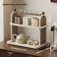 1pc Cup Holder Organizer Rack, Multi-Tier Table-Top Cup, Tea, Coffee Mug Display Stand, Kitchen Vintage Draining Shelf