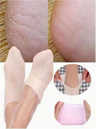2 pares de calcetines de silicona hidratantes para pies agrietados y secos, calcetines de cuidado de pies, calcetines de masaje con gel hidratante, herramienta para pedicura, regalo
