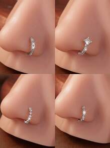 4 件/套 20 克镀金全 CZ 鼻环 - 精致密镶鼻环，男女皆宜，防过敏螺旋鼻环，闪亮简约设计