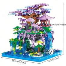 1460pcs Sakura Building Micro Bricks Set, Chinese Style, Ideal Gift For Halloween, Thanksgiving, Christmas