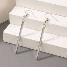 European And American New Style Jewelry Simple Geometric Three-Dimensional Rectangular Stick Earrings Women Ear Hooks Ear Pendants Fashionable Ear Jewelry - 17174 Bạc - Xem 4