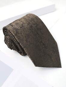 1 件男士休闲咖啡棕色花卉植物图案手工领带，适合商务、日常穿着、街头、派对搭配男士领带 - 彩色 - 查看 8