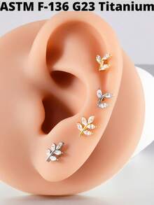1 件 G23 钛金 CZ 花朵/蝴蝶唇钉内螺纹 CZ 雪花耳轮耳屏软骨耳轮耳环身体穿孔首饰 - 如圖 - 查看 5