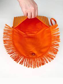 Boho-Stil geflochtene schwarze Clutch Tasche, neue Sommer Stroh Umschlag Tasche, Fransen Handtasche für den Urlaubsstrand