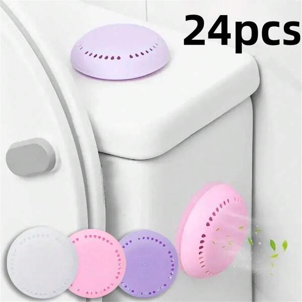 24pcs New Long Lasting Aroma Therapy Air Fresheners, Comes With Extra Gift Boxes, Solid Fragrance Discs For Home, Car, Bathroom, Bedroom, Closet And Toilet - Paper Scent (Pink-Cherry Blossom, Purple-Lavender, Yellow-Osmanthus, Green-Jasmine, Open Fragrance Disc Packaging To Use)