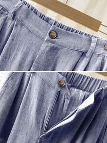 Women's Casual Summer Vacation Linen-Look Sleeveless Blazer & Wide Leg Pants Set