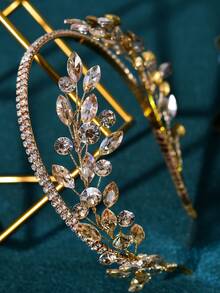 1pc Luxury Rhinestone Bridal Headband, Wedding Hair Accessory Valentine's Day Accessories - Champagne - View 5