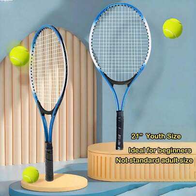 2 Packs Youth Universal Tennis Rackets, Iron Material, Blue/Red/Pink, Comes With 1 Tennis Set, Suitable For Beginners, Outdoor Sports Practice And Training - Holiday Gift