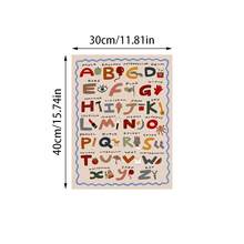 1 件可爱卡通字母艺术海报，现代米白色教育艺术帆布画，防水帆布墙艺术，艺术墙画可作为礼物，可作为客厅、卧室、浴室、办公室、走廊、厨房装饰、房间装饰、家居装饰的装饰品（可选框架）