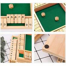 Shut The Box Dice Board Game (2-4 Players) For Kids & Adults, 4 Sided Large Wooden Board Game, 8 Dice +Shut-The-Box Rules Smart Game For Leaming Addition - 1 - Xem 6