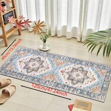 1 pieza Alfombra de silicona antideslizante con estampado floral del sudeste asiático, alfombra, tapete, impresión 3D rectangular, adecuado para sala de estar, dormitorio, pasillo, baño, lavandería - Alfombra de poliéster para decoración del hogar interior y exterior