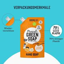 Marcel's Green Soap - Hand Soap Refill Pack Orange & Jasmine - Dispenser Refill Pack - Vegan - 97% - 500 Ml - 橘子和茉莉 - 查看 12