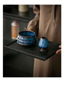 复古陶瓷抹茶碗、茶搅拌器架套装