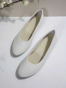 2025 Autumn Women's Ballet Flats Slip On Summer Shoes - White Round Toe Flat Casual Loafers For Women, Lightweight Breathable Comfortable Daily Wear