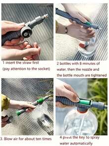 1 件可调节饮料瓶喷雾器，浇花喷头，压力雾化喷嘴园艺工具；可调节喷嘴花园喷雾器，塑料高压手动泵喷头适合标准饮料瓶，手持式植物浇水装置