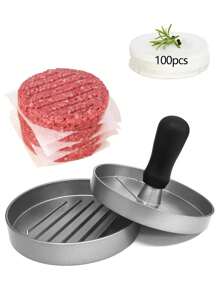 1pc Hamburger Patty Maker And 100pcs Non-Stick Burger Press Paper Set, Kitchen Tool And Accessory, Suitable For Holiday Parties, Gatherings, Family Meals, And Homemade Burger Patties