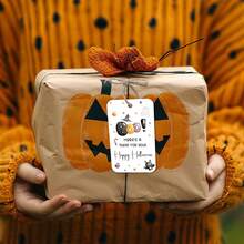 50pcs Happy Halloween Gift Tags With Jute Rope, Cute Ghost And Bat Pattern, Suitable For Party Decoration, Gift Wrapping And Handmade Hanging Tags, Halloween Party Decoration - Multicolor - View 4