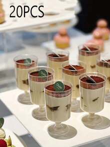 20pcs Mini Dessert Cup Clear Parfait Appetizer Cup Small Serving Bowl, Plastic Small Dessert Cups, Clear Plastic Cups Without Spoon, Reusable Mini Dessert Cup, Party Supplies, Cups Plastic Travel For Cakes, Ice Cream, Tasting, Party, Buffet, Wedding, Picnic Party, Ramadan, Party Supplies, Cups Plastic (Without Spoon) - Multicolor - View 1