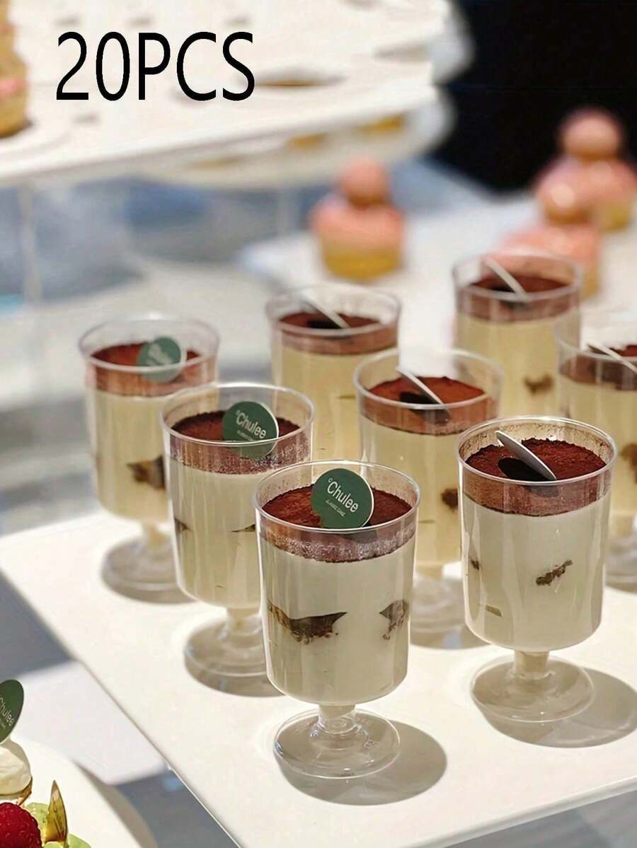 20pcs Mini Dessert Cup Clear Parfait Appetizer Cup Small Serving Bowl, Plastic Small Dessert Cups, Clear Plastic Cups Without Spoon, Reusable Mini Dessert Cup, Party Supplies, Cups Plastic Travel For Cakes, Ice Cream, Tasting, Party, Buffet, Wedding, Picnic Party, Ramadan, Party Supplies, Cups Plastic (Without Spoon) - Multicolor - View 1