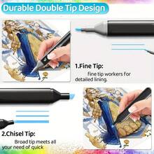 120 قطعة أقلام تلوين ذات طرفين دائمة للأطفال والبالغين، أقلام تلوين، قلم تحديد ملون، أقلام رسم للتلوين والرسم والتخطيط والملاحظات والتخطيط والمدرسة والأعياد كهدايا (مستهلكات) - متعدد الألوان - مشاهدة 4