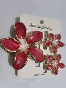 3个锌合金珐琅百合花发夹，可爱女孩夏季海滩度假发夹，雏菊花发夹，女士半包发夹，发爪，仙女发夹（随机款式纸盒包装） - 彩色 - 查看 4