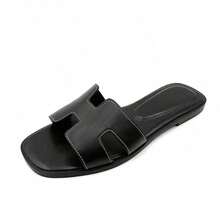 Open Toe Flat Dress Sandals Womens Slide Comfortable Summer Black, Brown, Sandals For Women AI-Sandal - 黑-黑SH - 查看 4