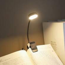 1pc 4-LED Black Clip-On Book Light, Rechargeable, Eyesight Protective Reading Lamp, 3 Color Temperatures, Dimmable, Mini Portable Clip-On Reading Light (Battery/Rechargeable)