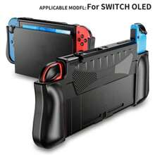 1 件 Switch OLED 人体工学软 TPU 保护壳，带 2 个卡槽，防震、防刮、握感舒适、防滑、热塑性聚酯纤维，兼容底座，透气设计，黑色和白色