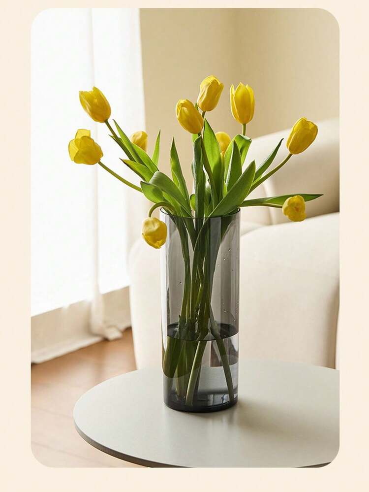 1 Stück zylindrische Acryl-Vase gegen Umfallen - Hydroponische Blumenanordnung, die im Wasser wächst - perfekt für frische Blumen zur Dekoration des Wohnzimmers - ideal für Hochzeiten, Partydekorationen - Schwarz - Übersicht 5