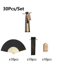 Set de 3/15/30 piezas de abanicos plegables de madera rosa con bolsa de regalo y tarjeta de agradecimiento. Abanicos plegables de bambú para la novia, damas de honor, decoraciones de bodas y fiestas, accesorios de verano perfectos para mujeres.