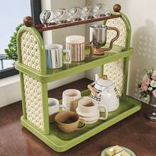 1pc Cup Holder Organizer Rack, Multi-Tier Table-Top Cup, Tea, Coffee Mug Display Stand, Kitchen Vintage Draining Shelf