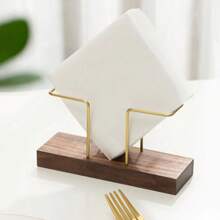 1pc/2pcs/4pcs Solid Wood Creative Vertical Tissue Holder, Napkin Holder For Kitchen Dining Table,Cafe Hotel Restaurant Desktop Napkin Holder, Simple Table Tissue Holder With Wood Base For Paper Napkins, Modern Dispenser For Home Decor