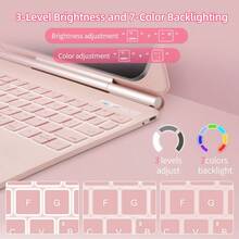 DANYCASE 背光智能键盘保护套，兼容 iPad (A16) 2025、第十代、10.9 英寸 iPad Air（第四/五代）、11 英寸 iPad Air M2/M3、13 英寸 iPad Air M2/M3、11 英寸 iPad Pro（第二/三/四代）、12.9 英寸 iPad Pro（第四/五/六代），磁吸式键盘保护套