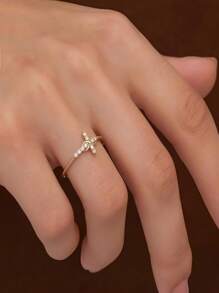 1pc Ladies' Cross Ring, Engagement Ring,Promise Ring, Do Not Change Color, Give Your Daughter Sisters Belief Baptism Jewelry