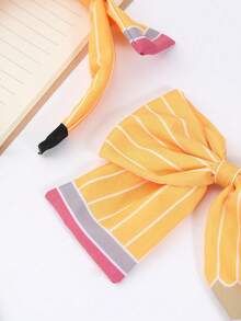 2 件套开学季发夹和头带套装，带黄色/红色/海军蓝铅笔蝴蝶结设计，适合女孩，带手工绑带装饰，适合学生的礼物，开学第一天的发饰