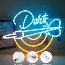 1pc Darts Poles Lead To Signs Darts Targets Neon Wall Signs, Games Get Neon Game Room Signs Home Bar Beer Bar Club Man Cave Party Decorations, Big Aesthetic Light Bar, Neon Nightlights, Game Room Lighting, Living Room Decor