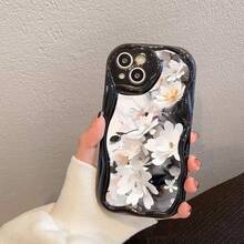 Funda para móvil (1 unidad) con diseño elegante y ondulado electrochapado. Compatible con phone 16 Pro/16 Pro/16 Plus/16, 15 Pro, 15, 14, 13, 12 Pro Plus. Funda exclusiva para phone 13 Pro Max/14 Pro Max, antimanchas, elegante. - Negro - Ver 1