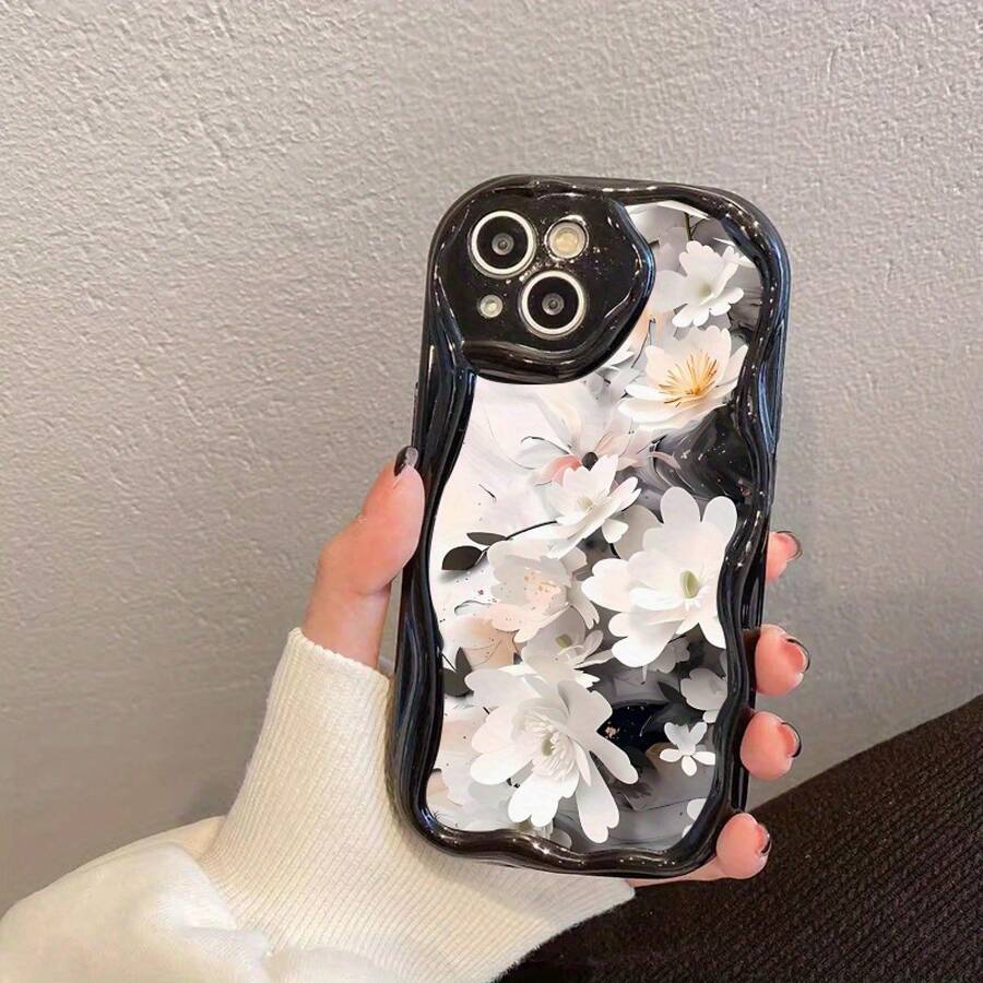 Funda para móvil (1 unidad) con diseño elegante y ondulado electrochapado. Compatible con phone 16 Pro/16 Pro/16 Plus/16, 15 Pro, 15, 14, 13, 12 Pro Plus. Funda exclusiva para phone 13 Pro Max/14 Pro Max, antimanchas, elegante. - Negro - Ver 1