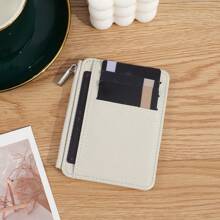 1pc Minimalist Zippered Bank Card Holder Credit Card Case With 8 Card Slots + 1 Coin Pocket Convenient ID/Card Wallet For Women Wallet Mini Wallet Purse Wallet