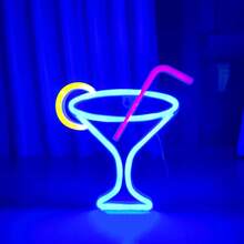 1 件高亮鸡尾酒玻璃瓶啤酒杯霓虹灯手势 666 手 LED 杯、外星人、星球、牛头、火焰、樱桃、狗爪、游戏控制器、酒吧杯装饰灯、LED 霓虹灯家居装饰、派对装饰、圣诞派对装饰、圣诞礼物 - 雞尾酒杯 - 查看 16