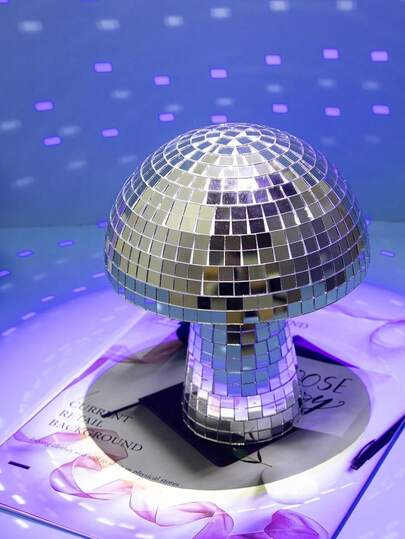 1 bola de discoteca refletiva em formato de cogumelo, decoração vibrante e multicolorida, adequada para festas, salas, exibição de arte, aplicável para Natal, Halloween, formatura, uso interno/externo